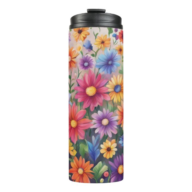 Farbige gestrichene Blume - Thermosbecher (Vorderseite)