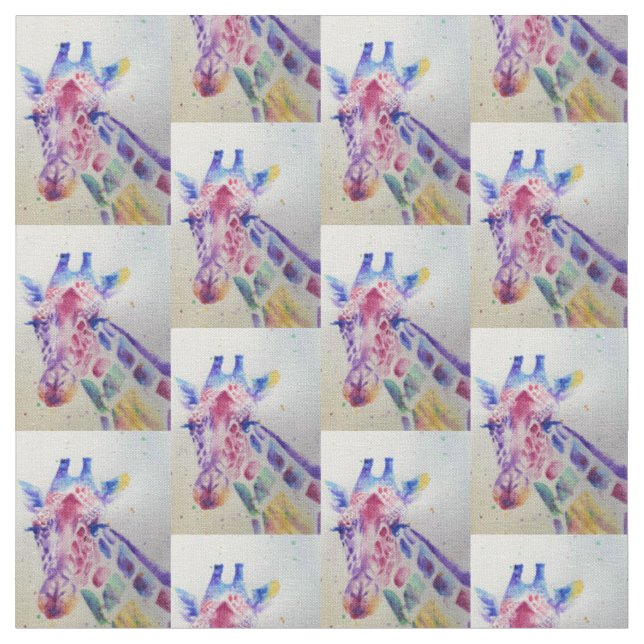 Farbige Giraffe Wasserfarben Nähwerk Stoff (Nahaufnahme)