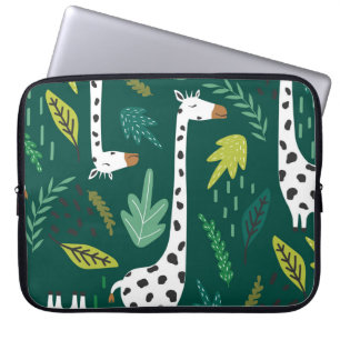 Farbige Giraffen: Dekoratives Tiermuster. Laptopschutzhülle