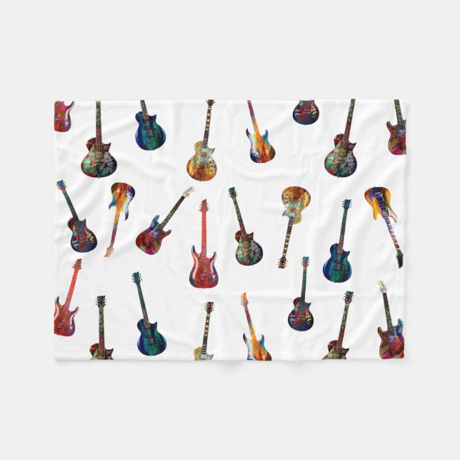 Farbige Gitarre Fleecedecke (Vorderseite (Horizontal))