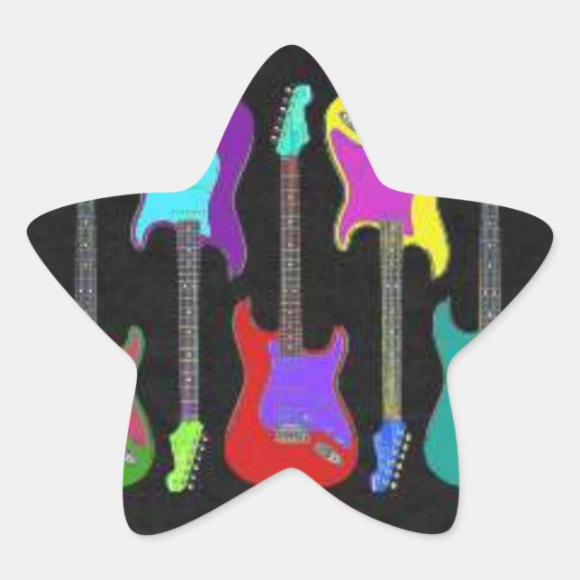 Farbige Gitarren-Star-Sticker Stern-Aufkleber (Vorderseite)