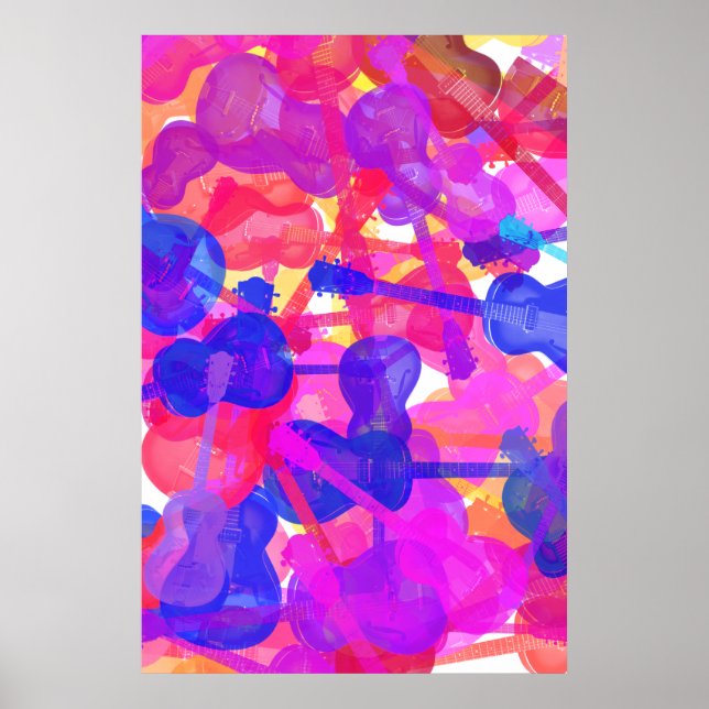 Farbige GitarrenCollage Poster (Vorne)