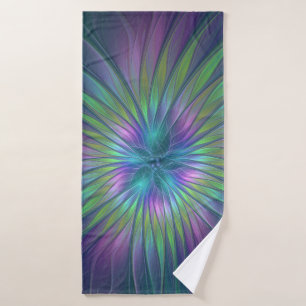 Farbige glänzende Fantasy-Blumen-Abstract-Fraktal- Badehandtuch