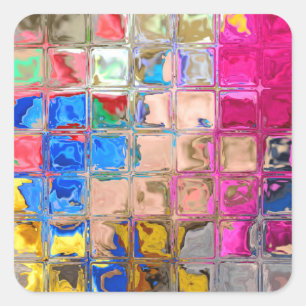 Farbige Glasblöcke Quadratischer Aufkleber