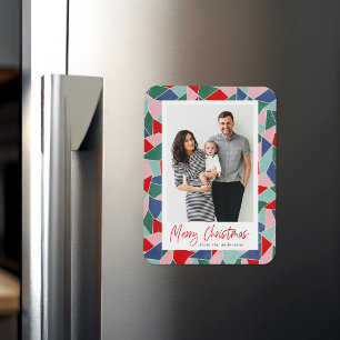 Farbige Glasmalerei Frohe Weihnachten Foto Magnet