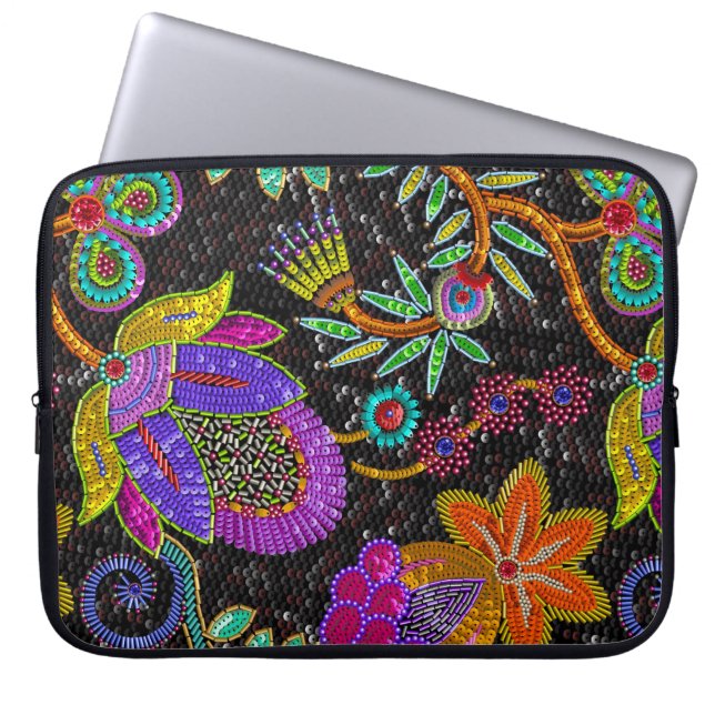 Farbige Glasperlen Retro große Blumenmuster Laptopschutzhülle (Vorderseite)