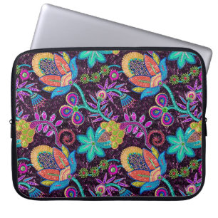 Farbige Glasperlen sehen Retro-Blumen-Design aus Laptopschutzhülle