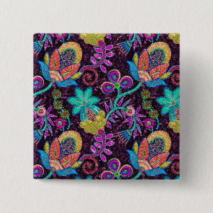 Farbige Glasperlen sehen wie Retro-Blumenmuster au Button