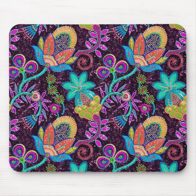 Farbige Glasperlen sehen wie Retro-Blumenmuster au Mousepad (Vorne)