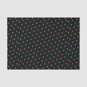 Farbige Glitzer Dots Muster auf schwarz Seidenpapier