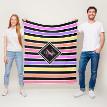 Farbige Glitzer Schwarze Streifen Monogramm