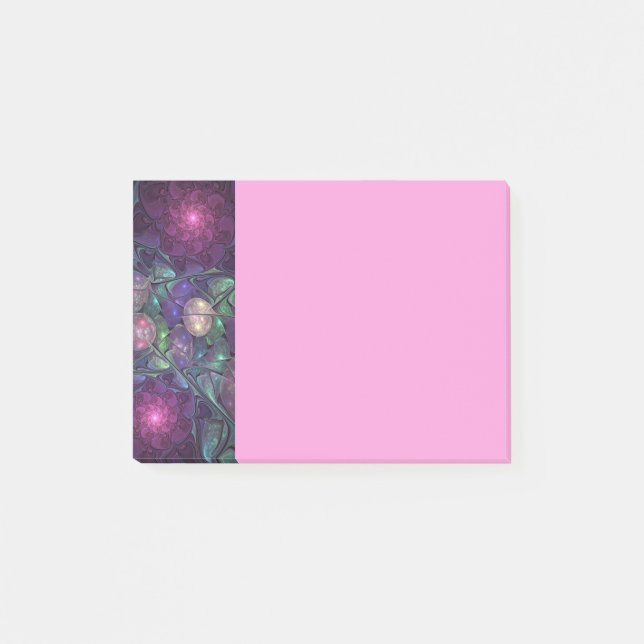 Farbige glitzernde moderne abstrakte Fraktalkunst Post-it Klebezettel (Vorderseite)