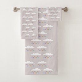 Farbige, glückliche Regentropfen, weiße, flauschig Badhandtuch Set