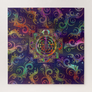 Farbige Gold gerahmt Sri Yantra Sri Chakra