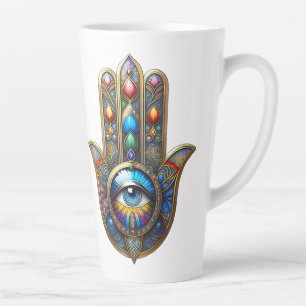 Farbige Gold-Hamsa mit blauem Sprenkel-Drittem Aug Milchtasse