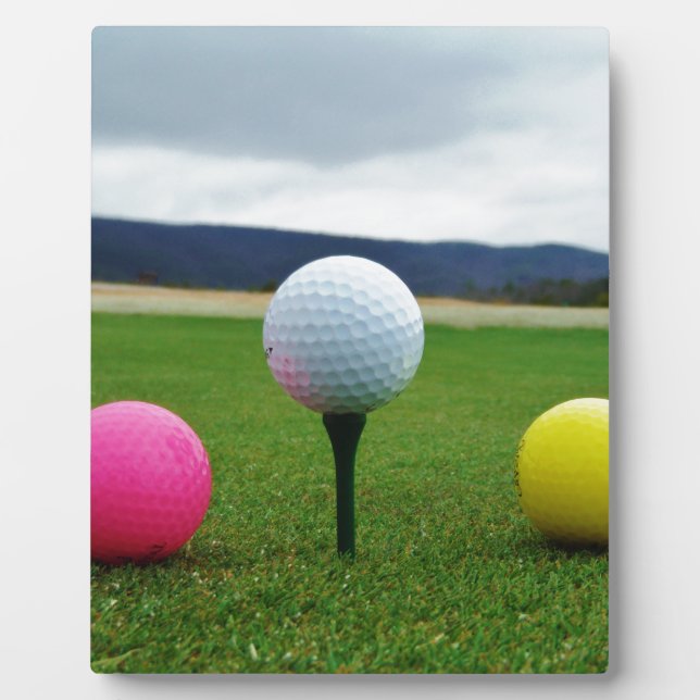 Farbige Golfbälle, Berg-Tee Fotoplatte (Vorderseite)