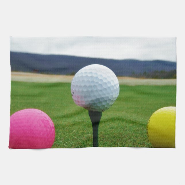 Farbige Golfbälle, Berg-Tee Handtuch (Horizontal)