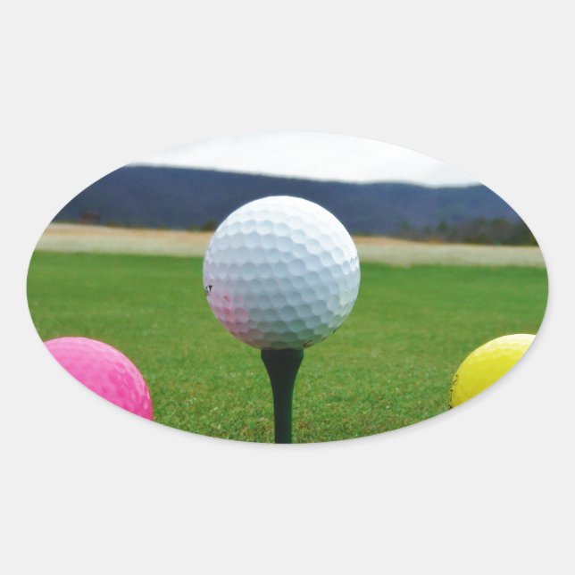 Farbige Golfbälle, Berg-Tee Ovaler Aufkleber (Vorderseite)