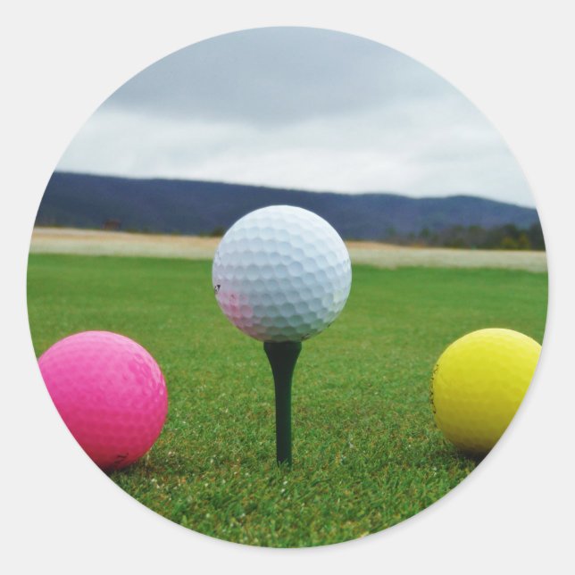 Farbige Golfbälle, Berg-Tee Runder Aufkleber (Vorderseite)