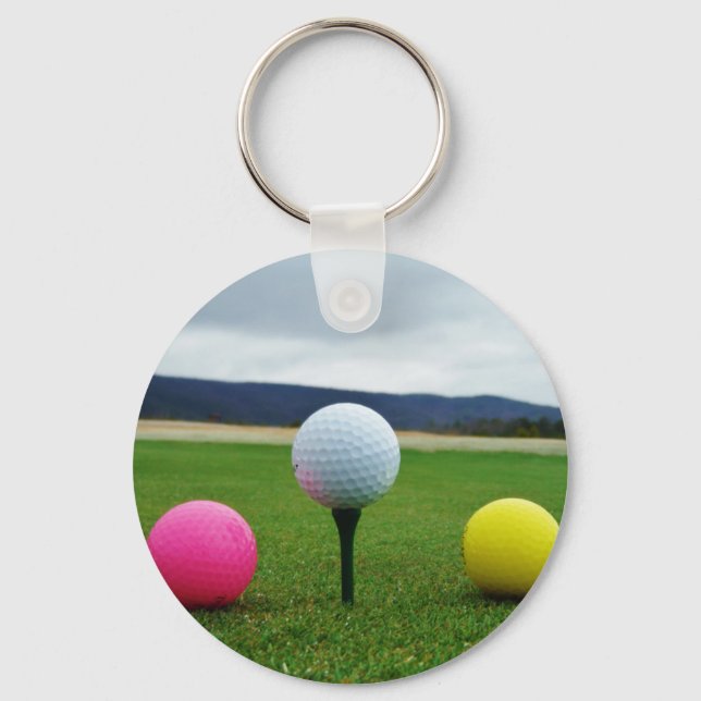 Farbige Golfbälle, Berg-Tee Schlüsselanhänger (Vorderseite)