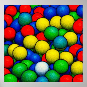 Farbige Golfbälle - Kunst auf Leinwand drucksvoll Poster