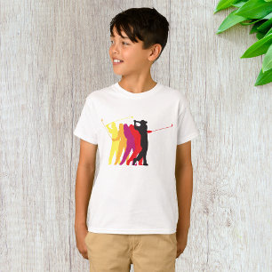 Farbige Golfschwung-Silhouette Golfer Umriss T-Shirt