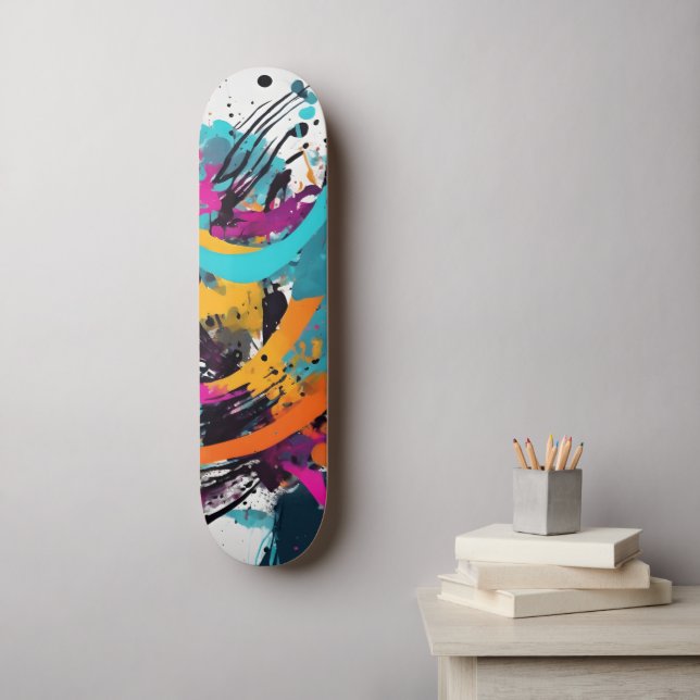 Farbige Graffiti Abstrakt Skateboard (Wandkunst)