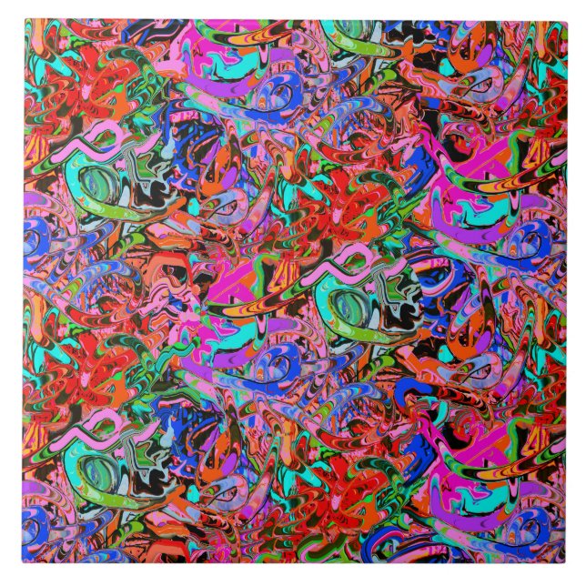 Farbige Graffiti im Straßenstil Fliese (Vorderseite)