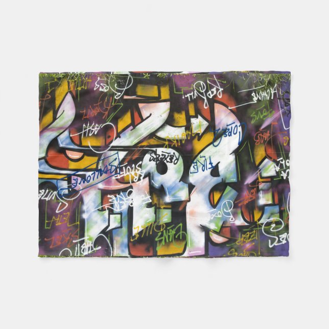Farbige Graffiti-Wörter Fleecedecke (Vorderseite (Horizontal))