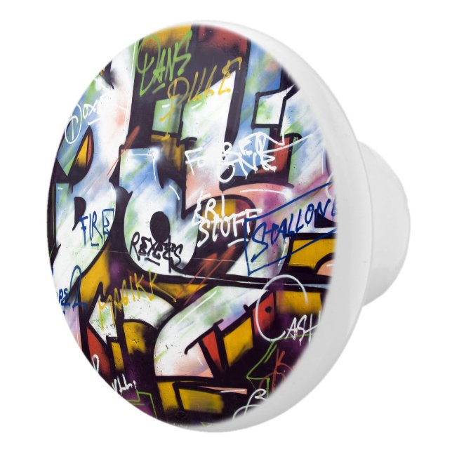 Farbige Graffiti-Wörter Keramikknauf (Rechts)