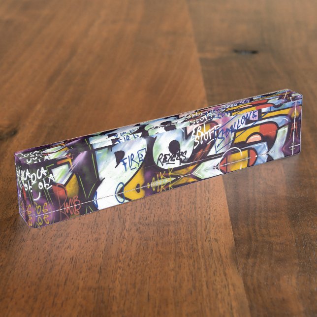 Farbige Graffiti-Wörter Namensplakette (Seite)