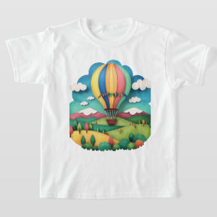 Farbige Grafik-T-Shirt mit Heißluftballon-Landscha T-Shirt