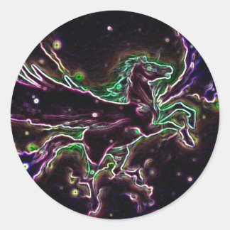 Farbige grafische Designpegusas Runder Aufkleber