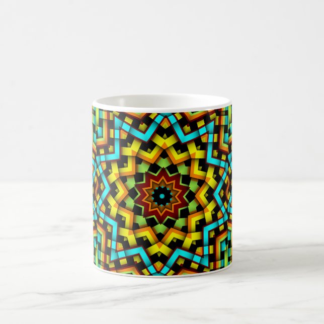 Farbige grafische Geometrie Blue Yellow Star Kaffe Kaffeetasse (Mittel)