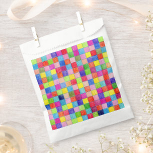 Farbige grafische Papierquadrate geometrisches Mus Geschenktütchen