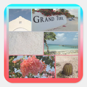 Farbige Grand Turk Foto Collage Quadratischer Aufkleber