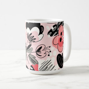 Farbige graue Splashy Oversified Abstrakt Floral Kaffeetasse