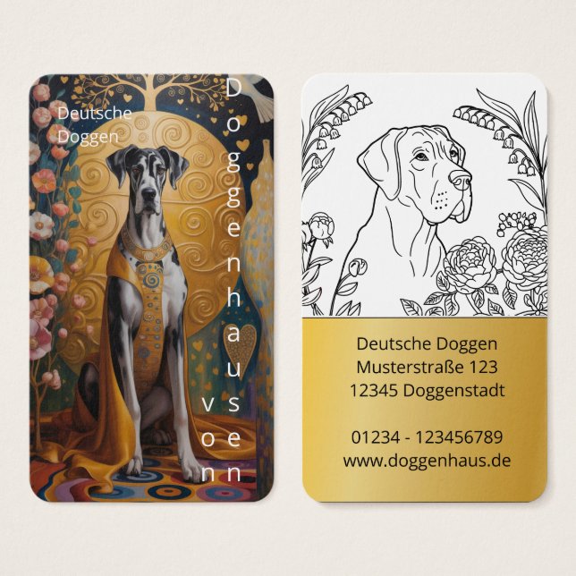 Farbige Great Dane Kunst Visitenkarten (Vorne & Hinten)