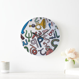 Farbige griechische Briefe Große Wanduhr