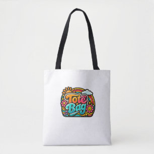 Farbige Groovy Floral Regenbogen-Grafik Tasche
