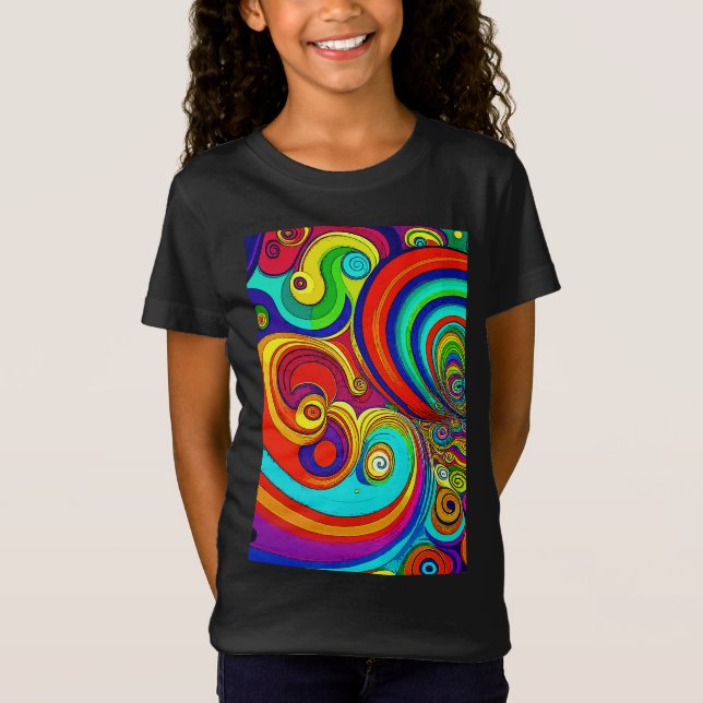 Farbige Groovy Rainbow-Wirbel T-Shirt (Vorderseite)