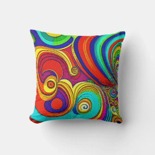Farbige Groovy Regenbogenwirbel Kissen