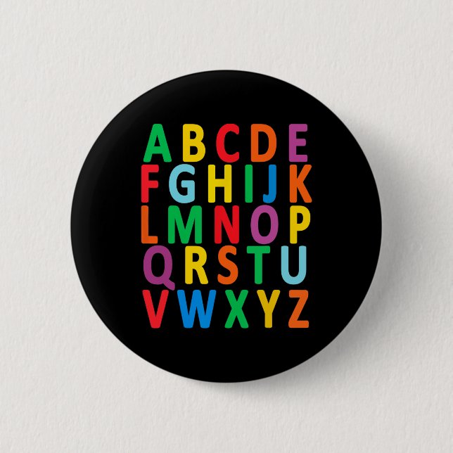 Farbige Großbuchstaben Alphabet lernen Abc Boy Button (Vorderseite)