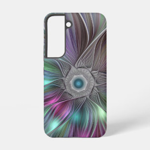 Farbige große Blume Abstrakte Trippy-Fraktalkunst Samsung Galaxy Hülle