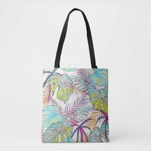Farbige große tropische Blätter Aquarellmalerei Tasche