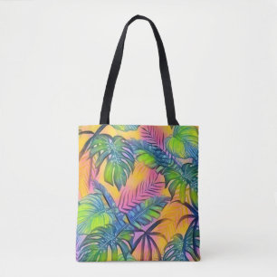 Farbige große tropische Blätter Aquarellmalerei Tasche