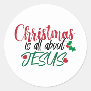 Farbige grüne Weihnachten dreht sich alles um Jesu Runder Aufkleber