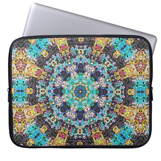 Farbige Grunge Mandala Laptopschutzhülle (Vorderseite)
