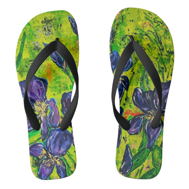 Farbige Grüntöne, Blues und Purples Ire Flip Flops (Fußbett)