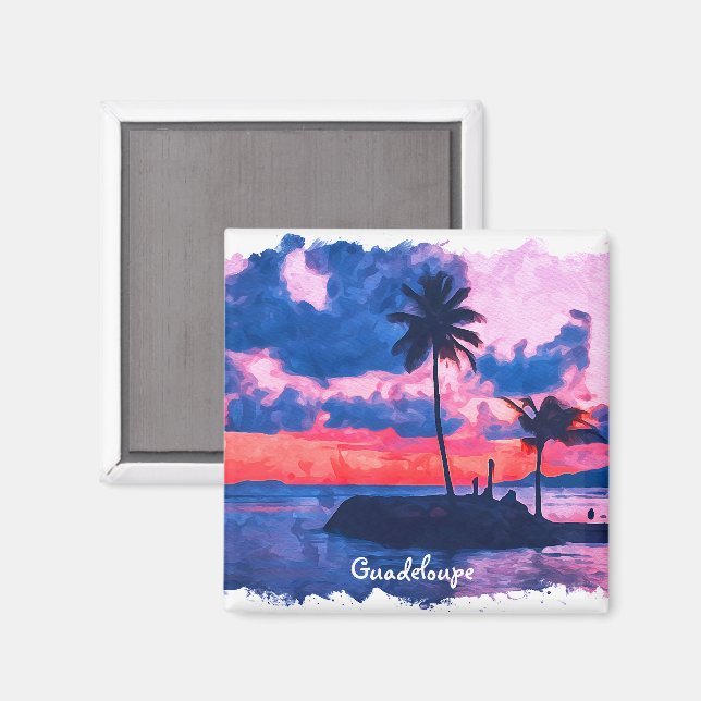 Farbige Guadeloupe Karibik Insel Wasserfarbe Magnet (Vorderseite/Rückseite)
